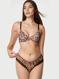 Сітчастий комплект білизни Victoria's Secret бюст та трусики чики 1159838571 (Леопардовий 34C/M)