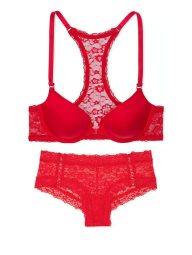 Женский комплект белья Victoria's Secret лиф и трусики чики 1159838614 (Красный 32C/S)