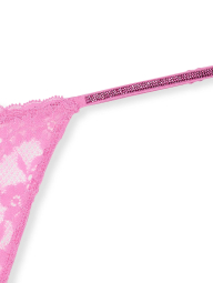 Кружевной комплект белья Victoria's Secret бюстгальтер Push-up и трусики стринги со стразами 1159838640 (Розовый 38B/L)
