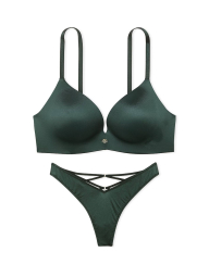 Комплект Victoria's Secret бюст Push-Up и трусики тонг 1159838975 (Зеленый 40D/XXL)