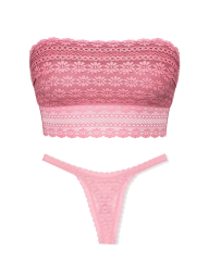 Комплект белья Victoria's Secret бралетт бандо и трусики тонг 1159838980 (Розовый L)