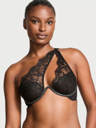 Кружевной комплект Victoria's Secret бюстгальтер со стразами и трусики стринги 1159839051 (Черный XS)