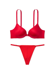 Комплект білизни Victoria's Secret бюст Push-Up та трусики стрінги 1159839134 (Червоний 36A/M)