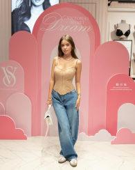 Кружевной комплект белья Victoria's Secret корсет и трусики стринги 1159839238 (Бежевый XXL)