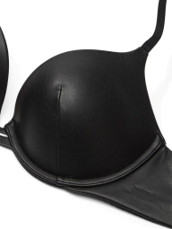 Шикарный комплект белья из экокожи Victoria's Secret бюст Push-up и трусики бикини 1159839335 (Черный 34A/XS)