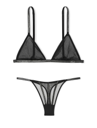 Комплект білизни Victoria's Secret бралетт триангл та трусики тонг зі стразами 1159839532 (Чорний XL)