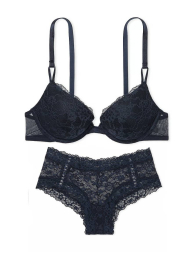 Кружевной комплект белья Victoria's Secret бюст Push-Up и трусики чики 1159839754 (Синий 34C/S)