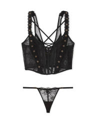Роскошный комплект Victoria's Secret корсетный топ и трусики стринги 1159839848 (Черный M)
