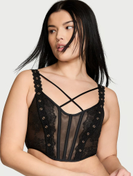 Роскошный комплект Victoria's Secret корсетный топ и трусики стринги 1159839848 (Черный M)
