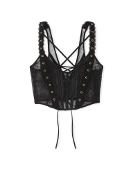 Розкішний комплект Victoria's Secret корсетний топ та трусики стрінги 1159839848 (Чорний M)
