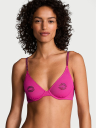 Комплект белья Victoria's Secret бюст и трусики тонг со стразами 1159839975 (Розовый 38C/XL)