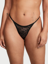 Комплект білизни Victoria's Secret погруддя Push-up з паєтками та трусики тонг 1159840080 (Чорний 34C/M)