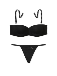 Комплект білизни Victoria's Secret PINK бюст та трусики стрінги 1159840106 (Чорний 36A/M)