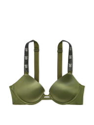 Комплект білизни зі стразами Victoria's Secret ліф Push-up та трусики тонг 1159840122 (Зелений 36D/L)