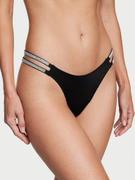 Комплект білизни зі стразами Victoria's Secret ліф Push-up та трусики тонг 1159840127 (Чорний 32C/S)