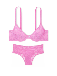 Мереживний комплект білизни Victoria's Secret бюст і трусики 1159840147 (Рожевий 32C/S)