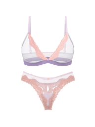 Комплект белья Victoria's Secret бралетт триангл и трусики тонг 1159840213 (Сиреневый L)