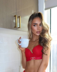 Комплект белья с логотипом из страз Victoria's Secret лиф Push-up и трусики танга 1159840233 (Красный 34A/XS)