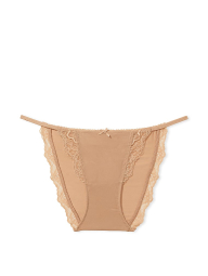Женский гладкий комплект Victoria's Secret лиф и трусики стринг бикини 1159840245 (Бежевый 40C/XL)