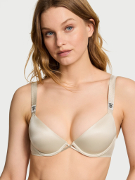 Комплект белья со стразами Victoria's Secret бюст и трусики стринги 1159840263 (Бежевый 36C/L)