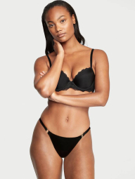 Женский комплект белья Victoria's Secret лиф и трусики стринги 1159840370 (Черный 32A/XS)