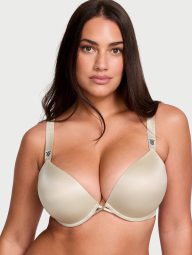 Комплект белья со стразами Victoria's Secret бюст Push-up и трусики тонг 1159841871 (Молочный 36B/M)