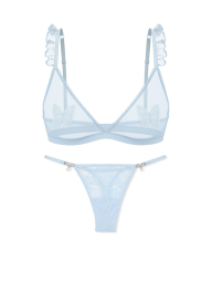 Комплект белья Victoria's Secret бралетт триангл и трусики тонг 1159841923 (Голубой L)