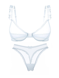 Женский комплект белья Victoria's Secret лиф и трусики тонг 1159841933 (Голубой 36D/L)