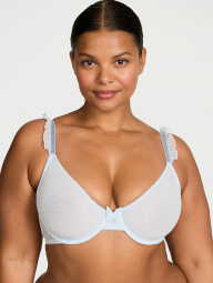 Женский комплект белья Victoria's Secret лиф и трусики тонг 1159841933 (Голубой 36D/L)