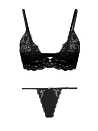 Кружевной комплект белья Victoria's Secret бралетт и трусики стринги 1159842216 (Черный XL)