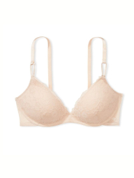 Кружевной комплект белья Victoria's Secret бюстгальтер Push-up и трусики бикини 1159842463 (Бежевый 38B/L)