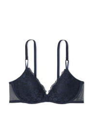 Кружевной комплект белья Victoria's Secret бюст Push-up и трусики тонг 1159842468 (Синий 34B/S)