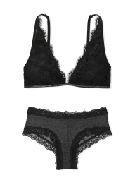 Шикарный комплект белья Victoria's Secret лиф и трусики чики 1159842643 (Черный XS)