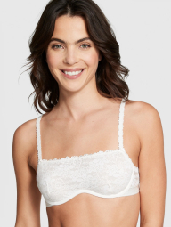 Мереживний комплект білизни Victoria's Secret Pink бюстгальтер і трусики 1159842876 (Молочний L)