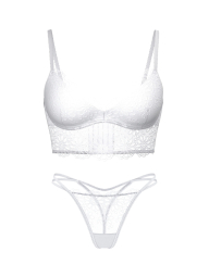 Эффектный комплект Victoria's Secret бюст Push-Up и трусики тонг 1159844604 (Белый 32A/XS)