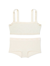 Комплект белья Victoria's Secret Pink бралетт и трусики шортики 1159844624 (Молочный S)