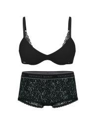 Жіночий комплект білизни Victoria's Secret ліф Push-Up та шортики трусики 1159846448 (Чорний 36C/L)