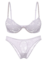Кружевной комплект со стразами Victoria's Secret бюстгальтер и трусики бразильяны 1159847835 (Сиреневый S)