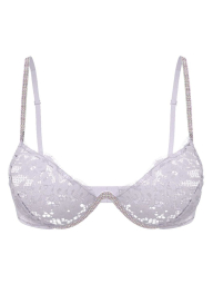 Кружевной комплект со стразами Victoria's Secret бюстгальтер и трусики бразильяны 1159847834 (Сиреневый M)