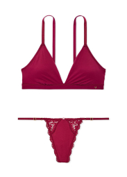 Комплект білизни Victoria's Secret бралетт та трусики стрінги 1159847864 (Бордовий XL)