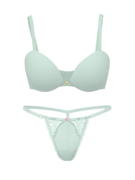 Комплект білизни Victoria's Secret бюст Push-Up та трусики стрінги 1159848550 (Зелений 34A/S)