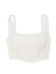 Кружевной комплект белья Victoria's Secret корсет и трусики тонг со стразами 1159849120 (Молочный M)