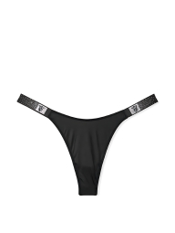 Комплект белья со стразами Victoria's Secret бюст Push-up и трусики тонг 1159849842 (Черный 34C/M)