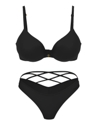 Комплект белья Victoria's Secret бюст Push-Up и трусики танга 1159849858 (Черный 32AA/XS)