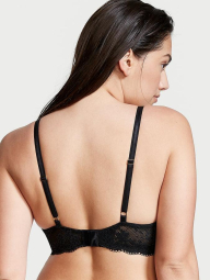 Шикарный кружевной комплект белья Victoria's Secret бюст и трусики стринги 1159850416 (Черный 34DD/M)