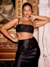 Кружевной комплект Victoria's Secret бюстгальтер и трусики бразильяны 1159850528 (Черный L)