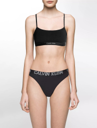 Женский комплект белья Calvin Klein бюст и трусики тонг 1159850741 (Черный XS)