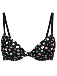 Гладкий комплект білизни Victoria's Secret погруддя з принтом та трусики танга 1159851243 (Чорний 34B/S)