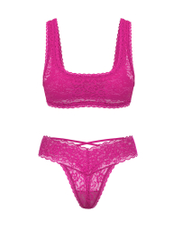 Роскошный кружевной комплект Victoria's Secret бралетт и трусики тонг 1159851657 (Фиолетовый S)