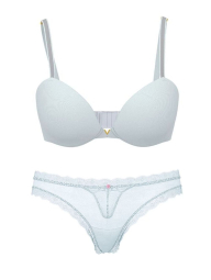 Комплект белья Victoria's Secret бюстгальтер и трусики тонг 1159852068 (Голубой 38D/XL)